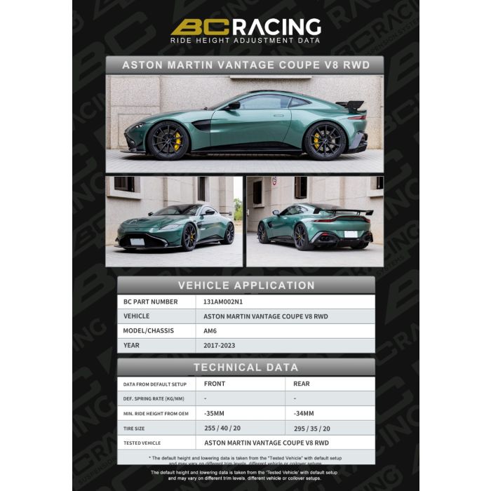 BC Racing ASTON MARTIN VANTAGE RWD AM6 (17-23) -35MM -34MM ASP
