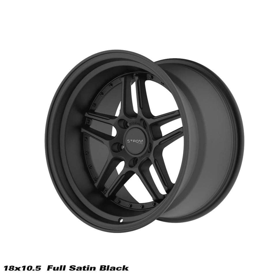 DS-05 Alloy Wheel – 18x10.5 ET10 5x120 CB72.6 Full Satin Black w/ Black Rivets