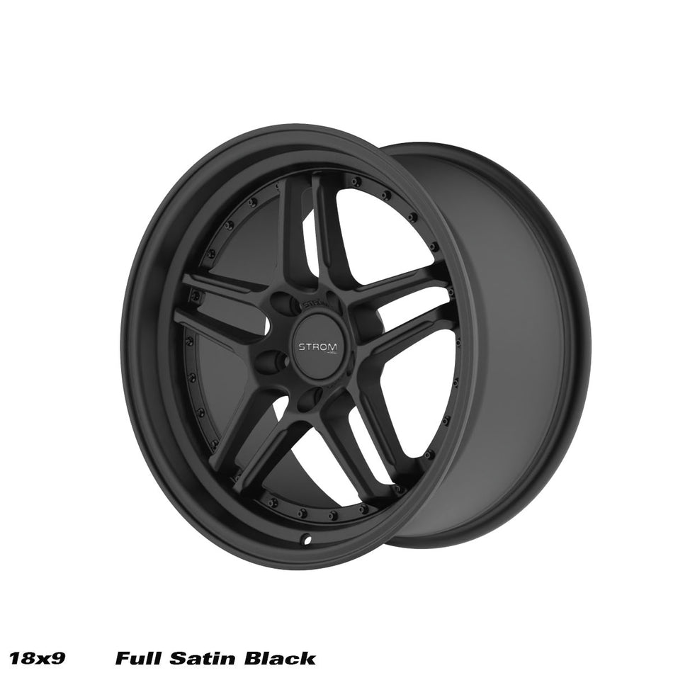 DS-05 Alloy Wheel – 18x9 ET30 5x120 CB72.6 Full Satin Black w/ Black Rivets
