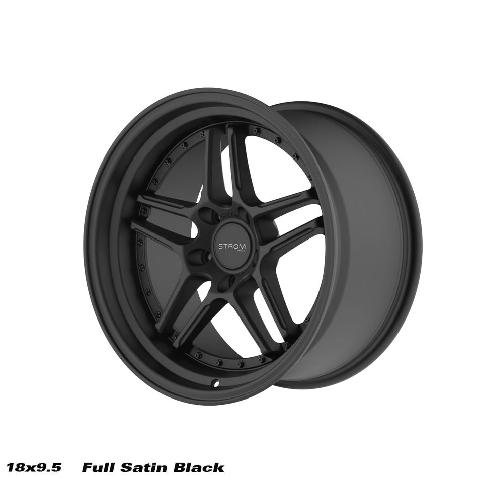 DS-05 Alloy Wheel – 18x9.5 ET15 5x120 CB72.6 Full Satin Black w/ Black Rivets