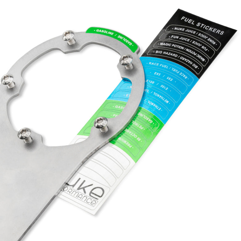 Nuke Performance Steel mounting bracket for Remote filler cap, with M6 bolts