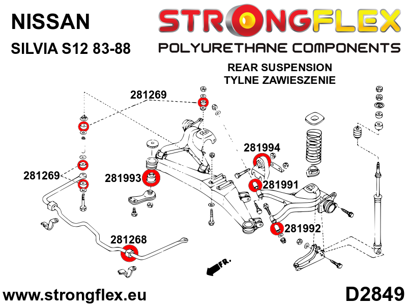 Rear suspension bush kit SPORT 286227A: