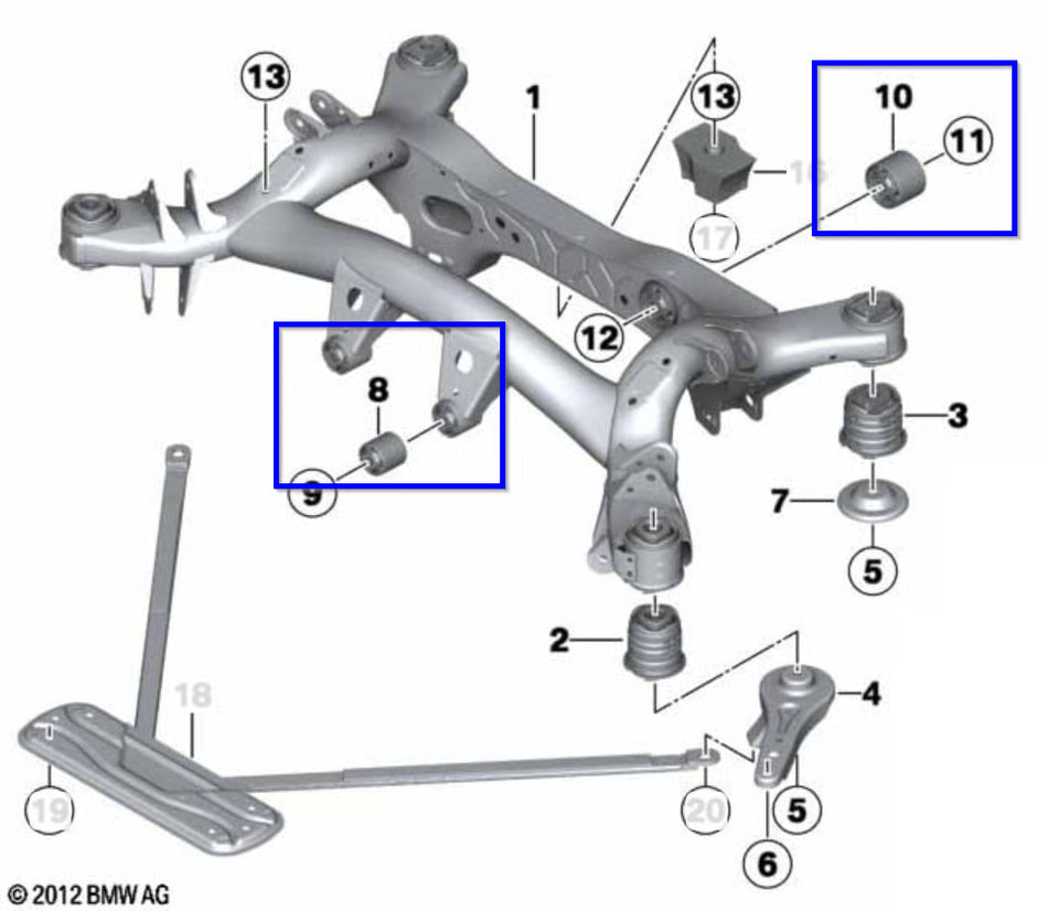 F2X / F3X Rear Subframe and Differential Polyurethane Bushings Non-M only