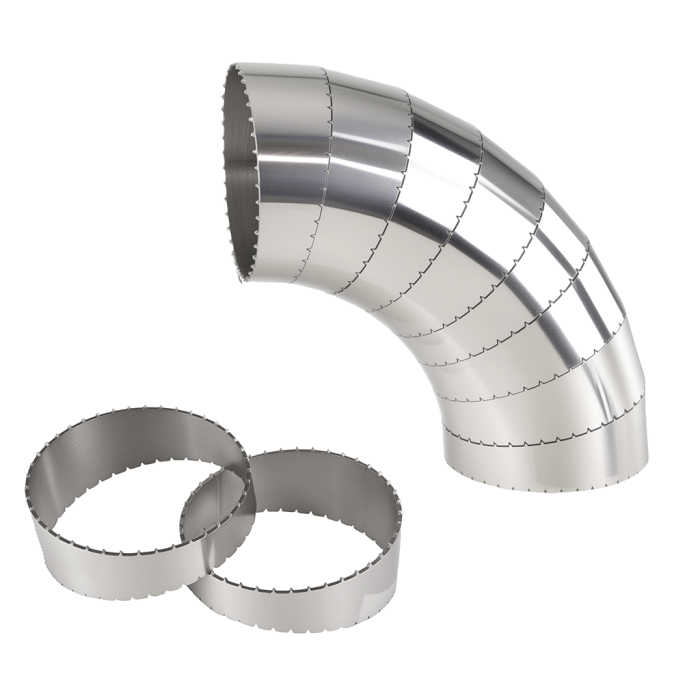 Stainless steel pie cut elbow 11,25' 102mm
