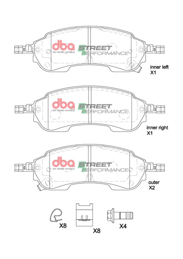DBA Brake Kit - Street Series T2 Slotted & Street Performance Brake Pads (2x DBA3162S+ DB2388SP) DBA3162S-2388SP