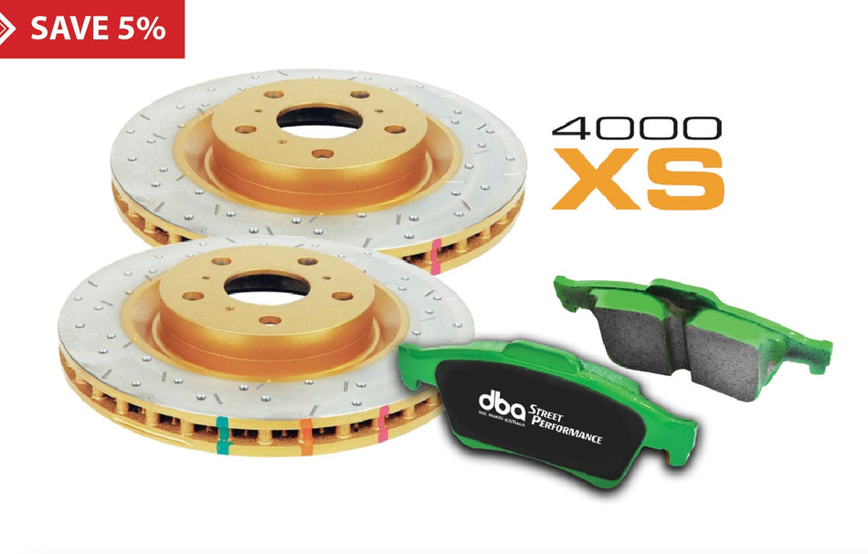 DBA Brake Kit - 4000 Series T3 Slotted & Street Performance Brake Pads (2x DBA42724XS + DB1838SP) DBA42724XS-1838SP