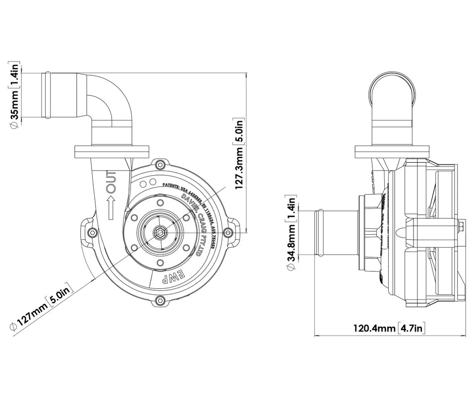 EWP80 Alloy Flange - Remote Electric Water Pump (12V)