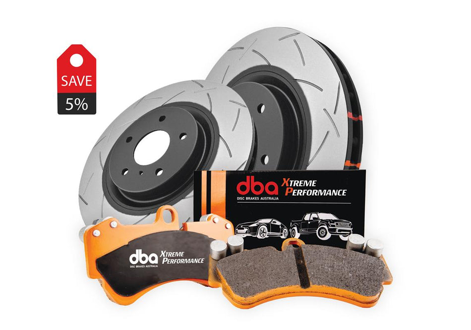 DBA Brake Kit - 4000 Series T3 Slotted & Xtreme Performance Brake Pads (2x DBA42847S + DB15032XP) DBA42847S-15032XP