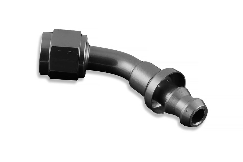 AN8 Push-On 45' fitting Black