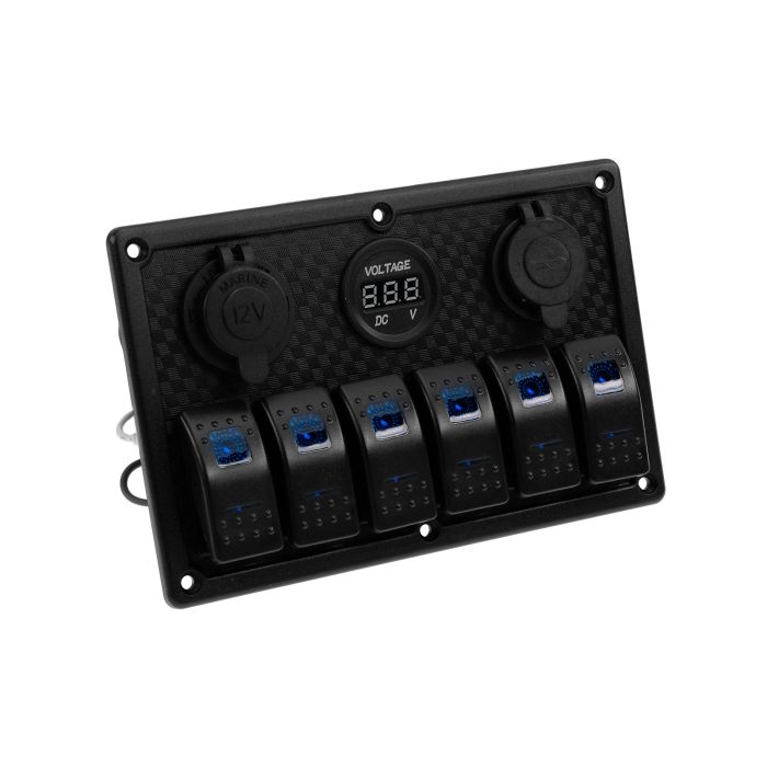 6 Gang 12V Led Light Switch Control Panel With Voltmeter