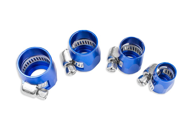 AN -8 AN8 18mm rubber hose end finisher twisted jubilee clip Blue